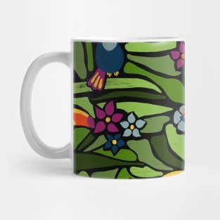 Toucans Between Jungle Leaves Mug